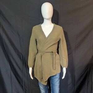 Women's Army Green Colored Westport Cardigan Sweater With Tie Size Small